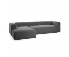 Sofá Blok chaise longue izquierdo 3 plazas gris oscuro