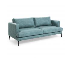 Sofá Tanya 3 plazas tela acolchada turquesa 183 cm