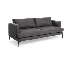 Sofá Tanya 3 plazas tela acolchada gris oscuro 183 cm