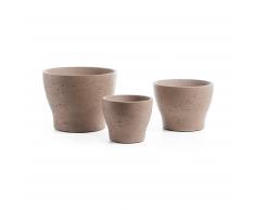 Set Low de 3 maceteros marrón claro