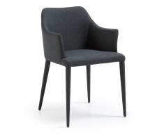 Silla con brazos Croft, gris oscuro y patas en tejido