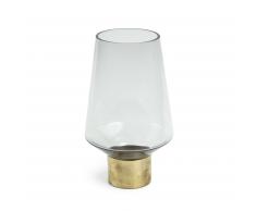 Jarrón Issey cristal gris 26 cm detalle latón