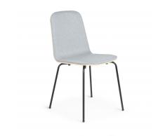 Silla Canele madera tapizado tela gris patas metal negro