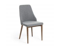 Silla Rosie gris claro pies de madera nogal