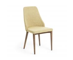 Silla Rosie mostaza pies de madera nogal