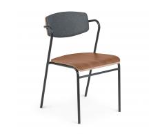 Silla Zaha madera nogal respaldo tela grafito y metal negro