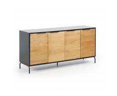 Aparador Savoi 165 x 80 cm madera metal negro