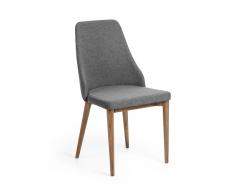 Silla Rosie gris oscura pies de madera nogal