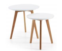 Set redondo Kirb de 2 mesas auxiliares Ø 50 / Ø 40 cm blanco