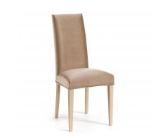 Silla Freda terciopelo topo y natural