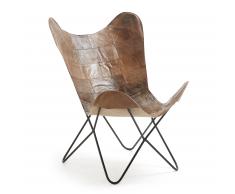 Sillón Fly, cuero marrón