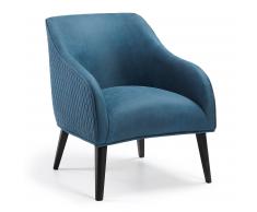 Butaca Bobly azul oscuro patas acabado wengué