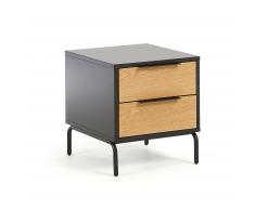 Mesita de noche Savoi 42 x 50 cm madera metal negro