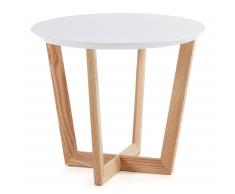Mesa auxiliar Hodor Ø 60 cm blanco y fresno