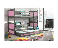 JUSTyou Lora con cama supletoria Litera Grafito Rosa