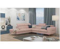 JUSTyou Diogo Sofá esquina Rosa Velour