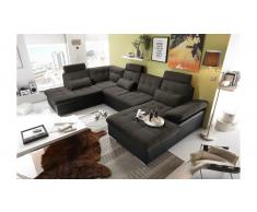 JUSTyou Mississippi Sofá esquinero Negro Marrón