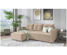 JUSTyou Livenza Sofá esquinero Beige Velour