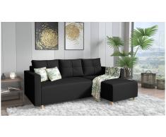 JUSTyou Livenza Sofá esquinero Negro Cuero sintético