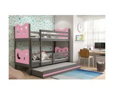 JUSTyou Ola con cama supletoria Litera Grafito Rosa
