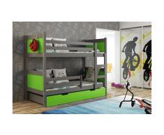 JUSTyou LEON Cama juvenil cajones Grafito Verde