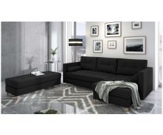 JUSTyou Kaito Sofa esquinero Negro Tejido estructurado