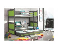 JUSTyou Lora con cama supletoria Litera Grafito Verde