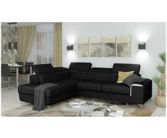 JUSTyou Caio Sofá esquina Negro Cuero sintético