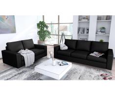 JUSTyou Bertil Conjunto de sofás Negro Cuero sintético