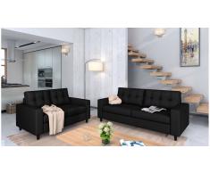 JUSTyou Linn Conjunto de sofás Negro Cuero sintético
