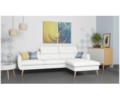 JUSTyou Nuno Sofá esquina Blanco Cuero sintético
