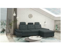 JUSTyou Carlota Sofá esquina Gris Velour