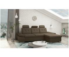 JUSTyou Carlota Sofá esquina Marrón Cuero sintético