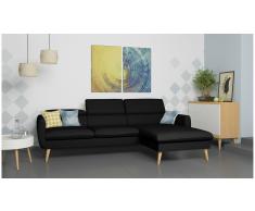 JUSTyou Nuno Sofá esquina Negro Cuero sintético