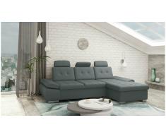 JUSTyou Carlota Sofá esquina Gris Cuero sintético