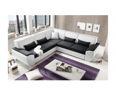 JUSTyou Connecticut Sofá esquinero Blanco Negro