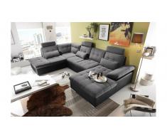 JUSTyou Mississippi Sofá esquinero Negro Antracita