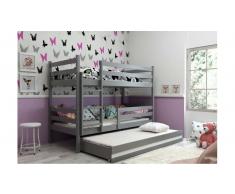 JUSTyou Kera con cama supletoria Litera Grafito Blanco