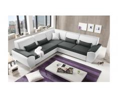 JUSTyou Connecticut Sofá esquinero Blanco Antracita