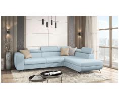 JUSTyou Corina Sofá esquina Azul Velour