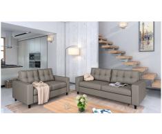 JUSTyou Linn Conjunto de sofás Marrón Cuero sintético