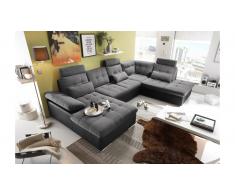 JUSTyou Mississippi Sofá esquinero Negro Antracita