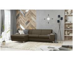 JUSTyou Lino Sofá esquina Marrón Cuero sintético