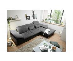 JUSTyou Maryland Sofá esquinero Negro Marrón