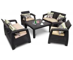 JUSTyou Muebles de jardín Corfu Fiesta Marrón Beige