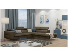 JUSTyou Diogo Sofá esquina Marrón Cuero sintético