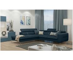 JUSTyou Diogo Sofá esquina Azul Cuero sintético