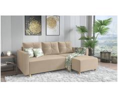 JUSTyou Livenza Sofá esquinero Beige Velour