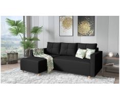 JUSTyou Livenza Sofá esquinero Negro Cuero sintético