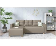 JUSTyou Lamone Sofá esquinero Marrón Cuero sintético